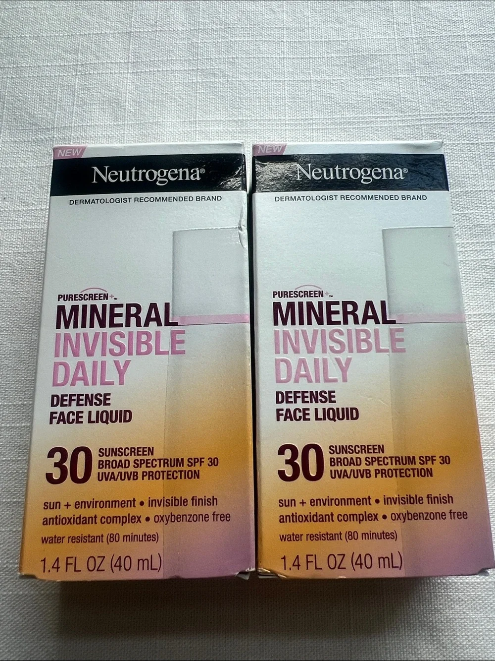 Neutrogena Purescreen+ Mineral Invisible Daily Defense Face Liquid SPF 30 Lot 2